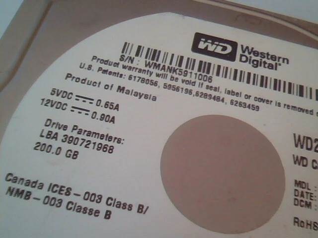 Hard Drive Disk IDE Western Digital Caviar SE WD2000JB-00REA0 HSBHCTJCA 200GB - image 2
