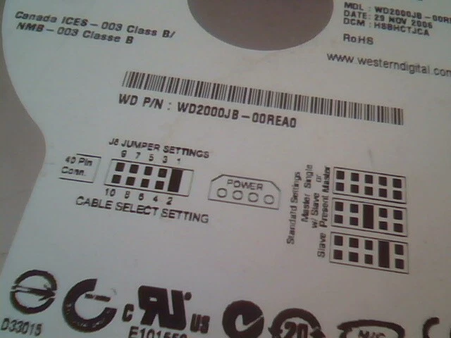 Hard Drive Disk IDE Western Digital Caviar SE WD2000JB-00REA0 HSBHCTJCA 200GB - image 4