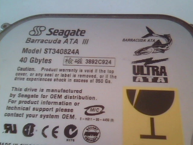 Hard Drive Disk IDE Seagate ST340824A 9R3002-001 ADR-02 Barracuda ATA 40GB - image 2