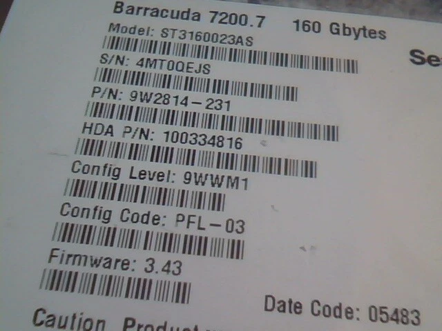 Hard Disk Drive SATA Seagate Barracuda 7200.7 ST3160023AS 9W2814-231 100334816 - image 2