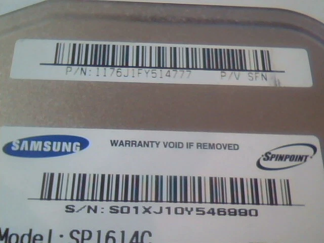 Hard Disk Drive SATA Samsung Spinpoint SP1614C 1176J1FY514777 350389-001 Rev A - image 3