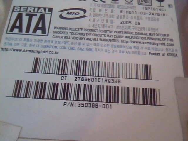 Hard Disk Drive SATA Samsung Spinpoint SP1614C 1176J1FY514775 350389-001 100-32 - image 4