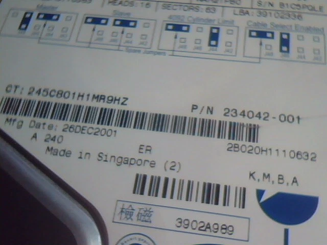 HDD Hard Disk Drive IDE Maxtor 2B020H1 WAH21PB0 11A 32A 234042-001 39102336 - image 4