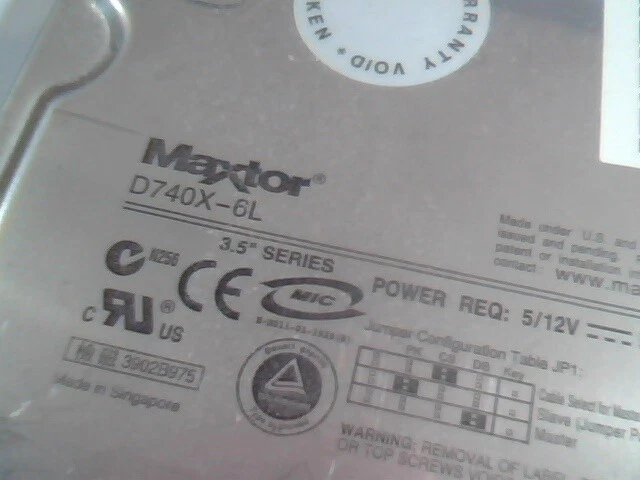 Hard Drive Disk IDE Maxtor D740X-6L MX6L040J2 VQ40A015-01-D 19K1568 A00 40GB - image 2