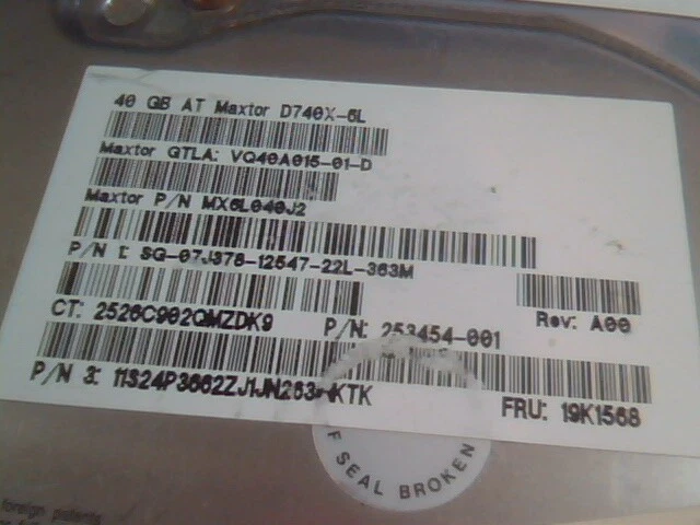 Hard Drive Disk IDE Maxtor D740X-6L MX6L040J2 VQ40A015-01-D 19K1568 A00 40GB - image 3