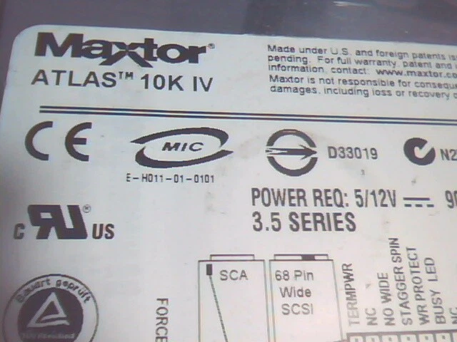 Hard Drive Disk SCSI Maxtor Atlas 10K IV 8B036J0020101 3.5 E-H011-01-0101 D33019 - image 2
