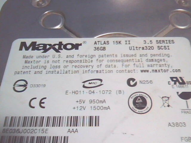Hard Drive Disk SCSI Maxtor Atlas 15K II 8E036J002C15E 0FC272 E-H011-04-1072 3.5 - image 2
