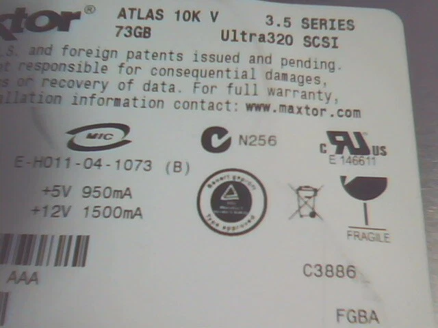 Hard Drive Disk SCSI Maxtor Atlas 10K V 8D073J002495E E-H011-04-1073 73GB 0CC315 - image 2