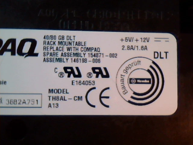 DLT Tape Drive Compaq 40/80 GB A1-60420-06 A02 TH8AL-CM A13 Standalone - image 2