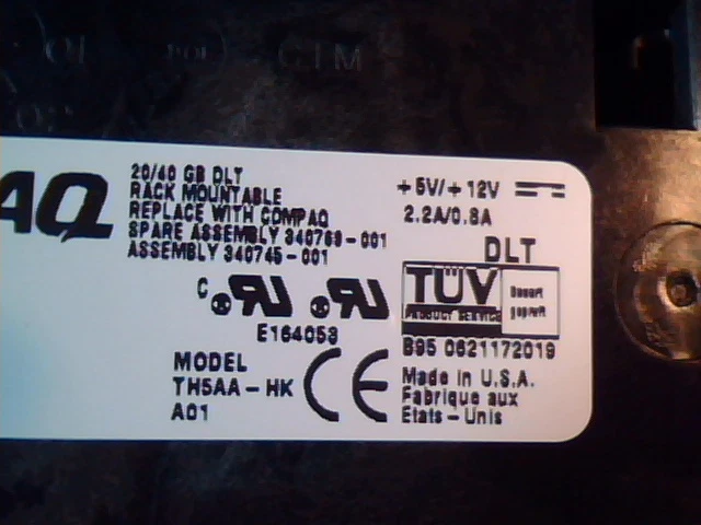 DLT Tape Drive Compaq 20/40 GB TH5AA-HK 70-32048-20 SCSI SE Standalone A01 - image 4