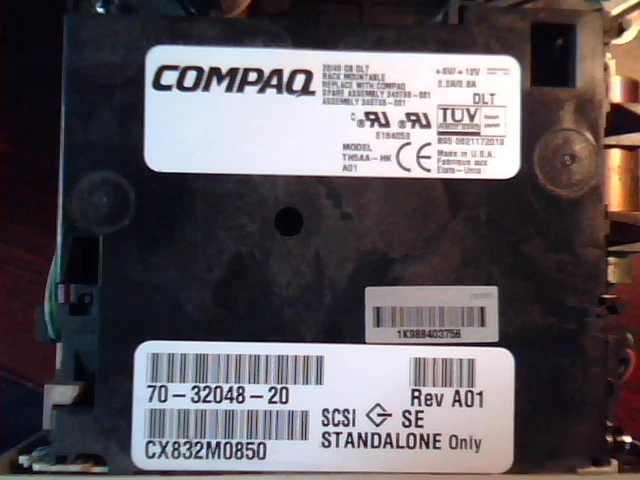 DLT Tape Drive Compaq 20/40 GB TH5AA-HK 70-32048-20 SCSI SE Standalone A01 - image 5