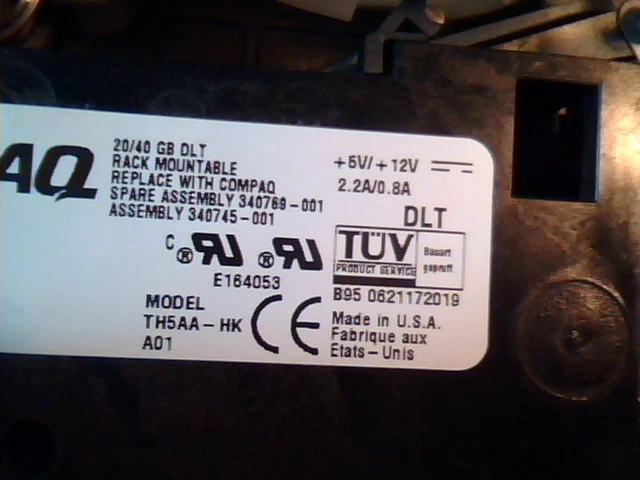 DLT Tape Drive Compaq 20/40 GB TH5AA-HK 70-32048-20 SCSI SE Standalone A01 - image 6