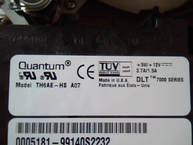 DLT Tape Drive Quantum TH6AE-HS A07 3703330-02 70-60370-10 A01 SCSI SE 7000