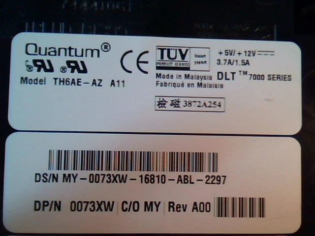 DLT Tape Drive Quantum TH6AE-AZ A11 70-60370-22 A01 SCSI SE Standalone 7000