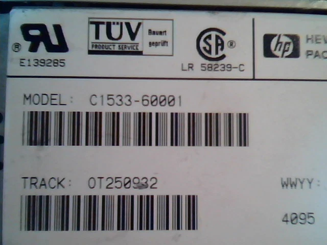 SCSI DAT Tape Drive HP Hewlett Packard C1533-60001 DK4-SA4001 58239-C E139285