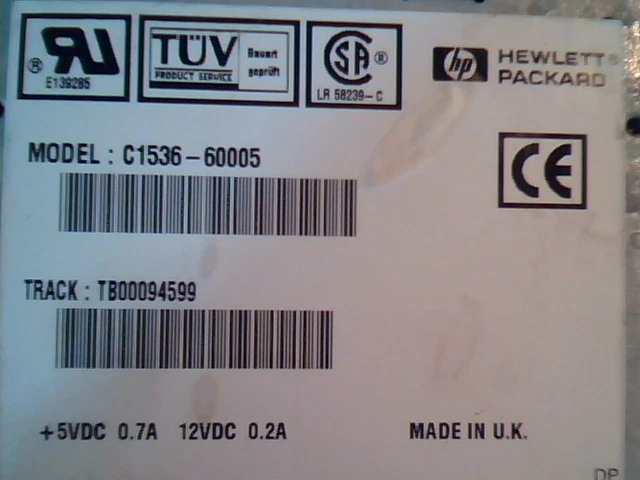 SCSI DAT Tape Drive HP Hewlett Packard C1536-60005 4GB SureStore 5000