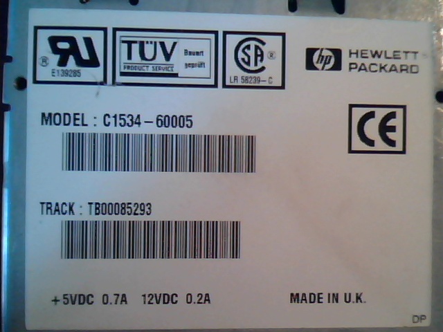 SCSI DAT Tape Drive HP Hewlett Packard C1534-60005 TB00085293 C1534-66004 3614