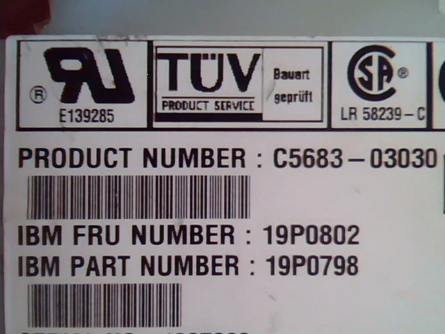 SCSI DAT Tape Drive IBM C5683-03030 19P0802 19P0798 A028 3892H302 H27417 DPW
