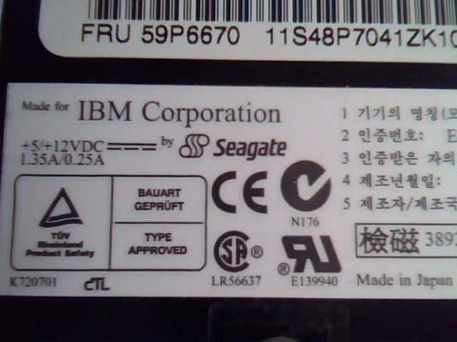 SCSI DAT Tape Drive Seagate IBM STD2401LW TC4200-234 E-H026-00-4395 59P6670