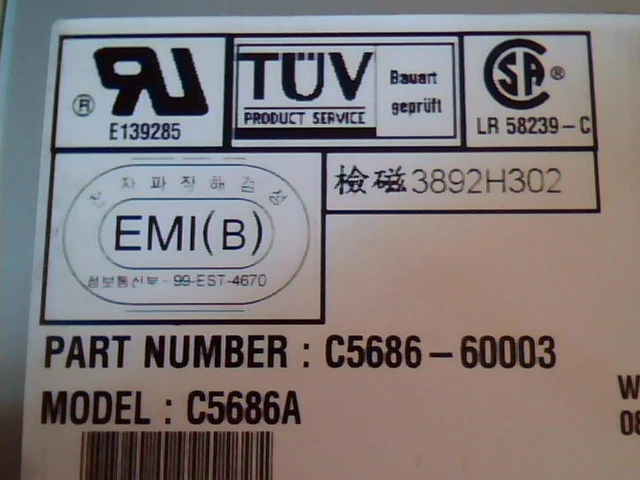 SCSI DAT Tape Drive HP Invent C5686-60003 C5686A B004 Surestore Dat40 ABA