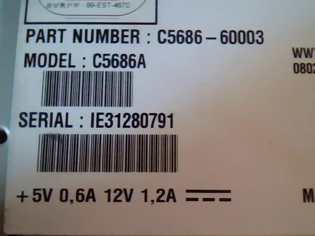 SCSI DAT Tape Drive HP Invent C5686-60003 C5686A B004 Surestore Dat40 ABA - image 2