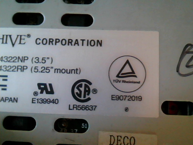 SCSI DAT Tape Drive Archive Corporation 4322NP 4322RP LR56637 E9072019 - image 2