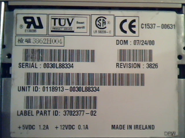 SCSI DAT Tape Drive SUN 370-2377 DD3 HP C1537-00631 3702377-02 3826 DAT3 12/24 - image 6