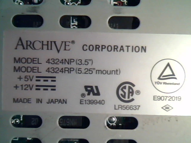 SCSI DAT Tape Drive Archive Corporation 4324NP 4324RP 29090-521 SUN 370-2088