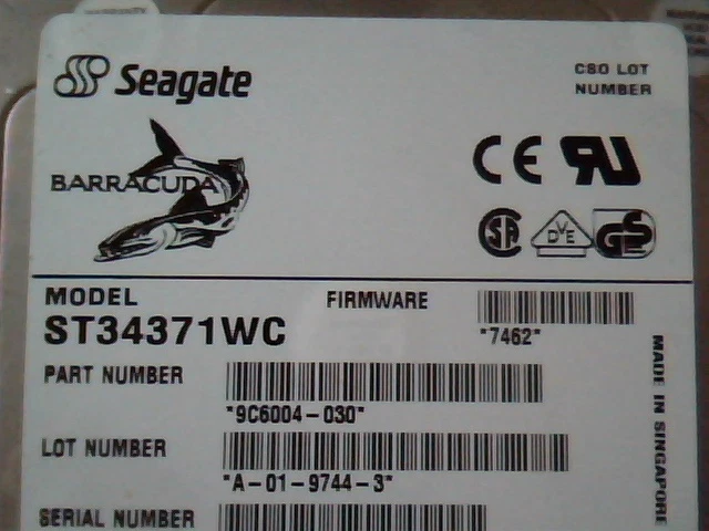 Hard Drive Disk SCSI Seagate Barracuda 9C6004-030 A-01-9744-3 7462 3702367-02