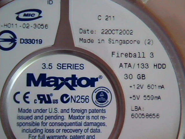 Hard Drive Disk IDE Maxtor Fireball 3 E-H011-02-3056 A8FFA F13ETCBE VAM51JJ0 ATA - image 2