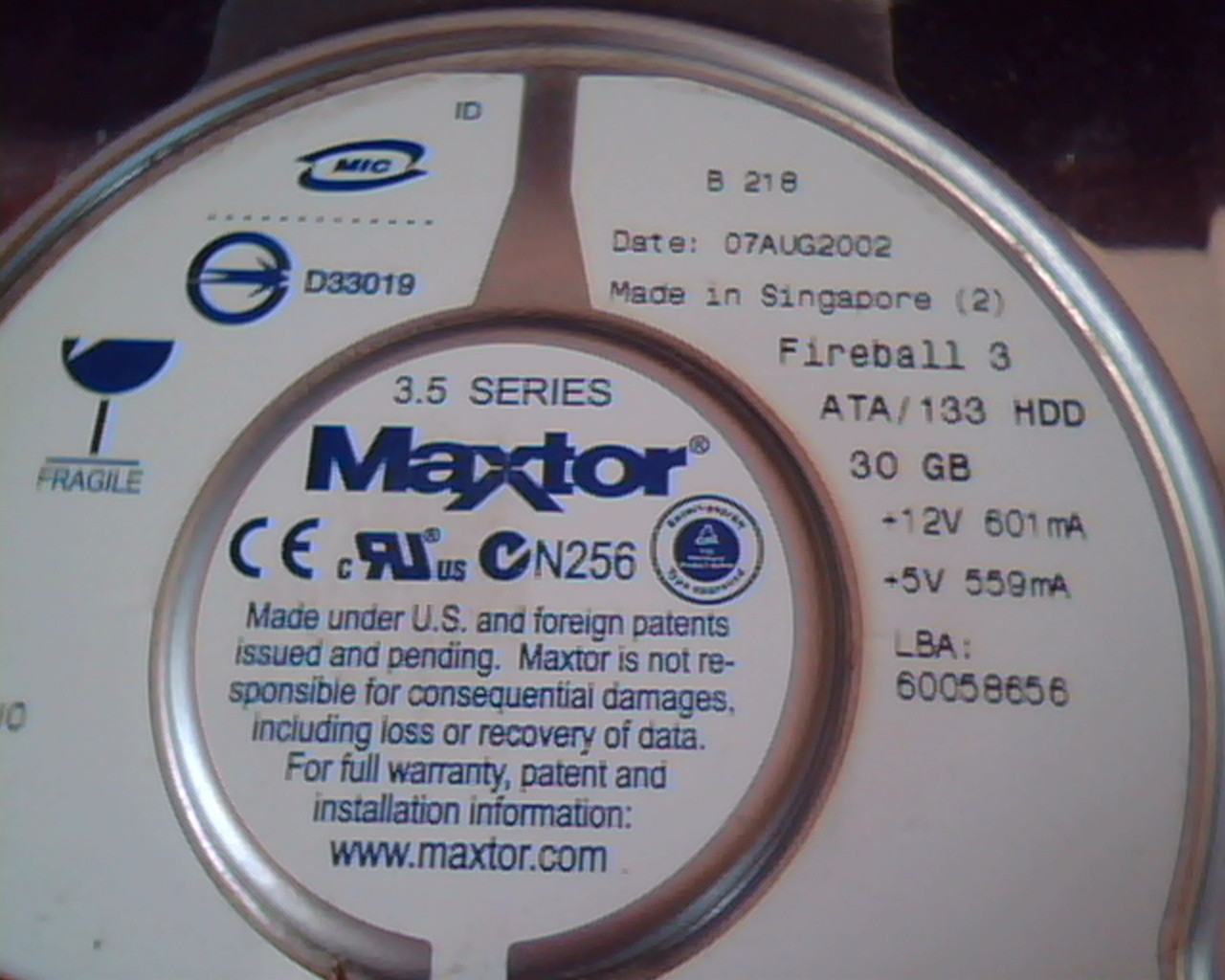 Hard Drive Disk IDE Maxtor Fireball 3 E-H011-02-3056 A8FFA F13ETCBE VAM51JJ0 ATA - image 8