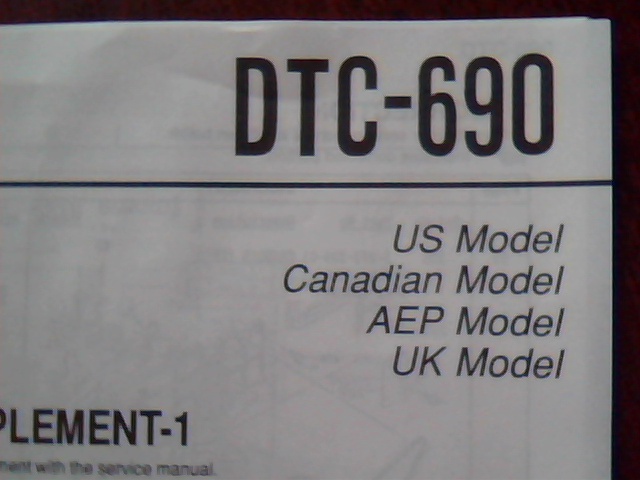 User's Service Manual DTC-690 Supplement 1 95K090478-1 9-957-610-83 Sony