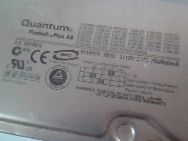 Hard Drive Disk IDE Quantum Fireball Plus AS 60GB QMP60000AS-A AS60A011-02-B A00 - image 2