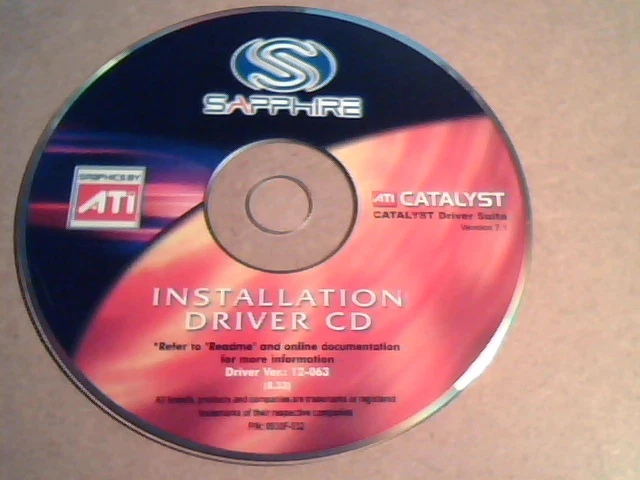 ATI Sapphire Installation Driver CD : Catalyst Driver Suite version 7.1