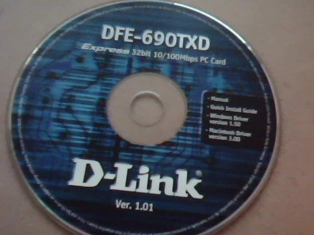 D-Link DFE-690TXD Ver1.01 CD: Express 32-bit 10/100Mbps PC Card -Installation