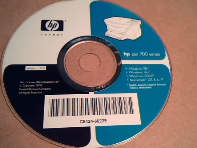 HP Invent:hp psc 700 series version 1.0.0 - Windows 98, Me, 2000 - Macintosh CD