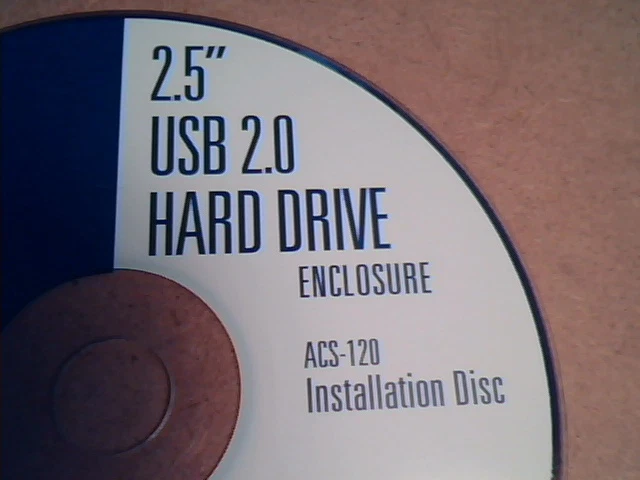Adaptec : 2.5" USB 2.0 Hard Drive enclosure : ACS-120 : Installation Disc CD - image 2