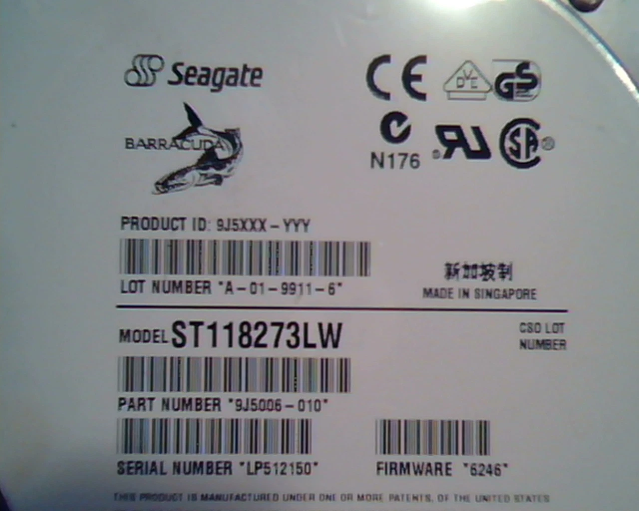 Hard Drive Disk SCSI Seagate Barracuda ST118273LW A-01-9911-6 9J5006-010 6246 — image 2