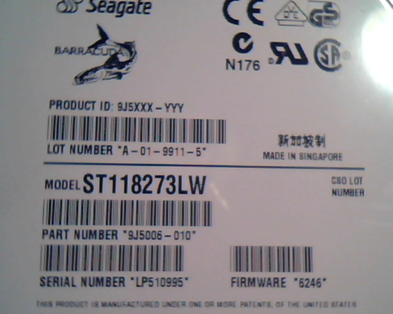 Hard Drive Disk SCSI Seagate Barracuda ST118273LW A-01-9911-6 9J5006-010 6246 — image 5