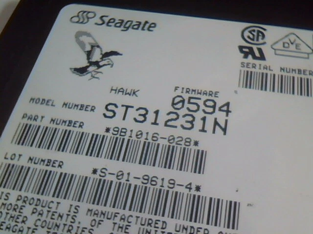 Hard Drive Disk Seagate Hawk ST31231N 9B1016-028 S-01-6919-4 0594 — image 2