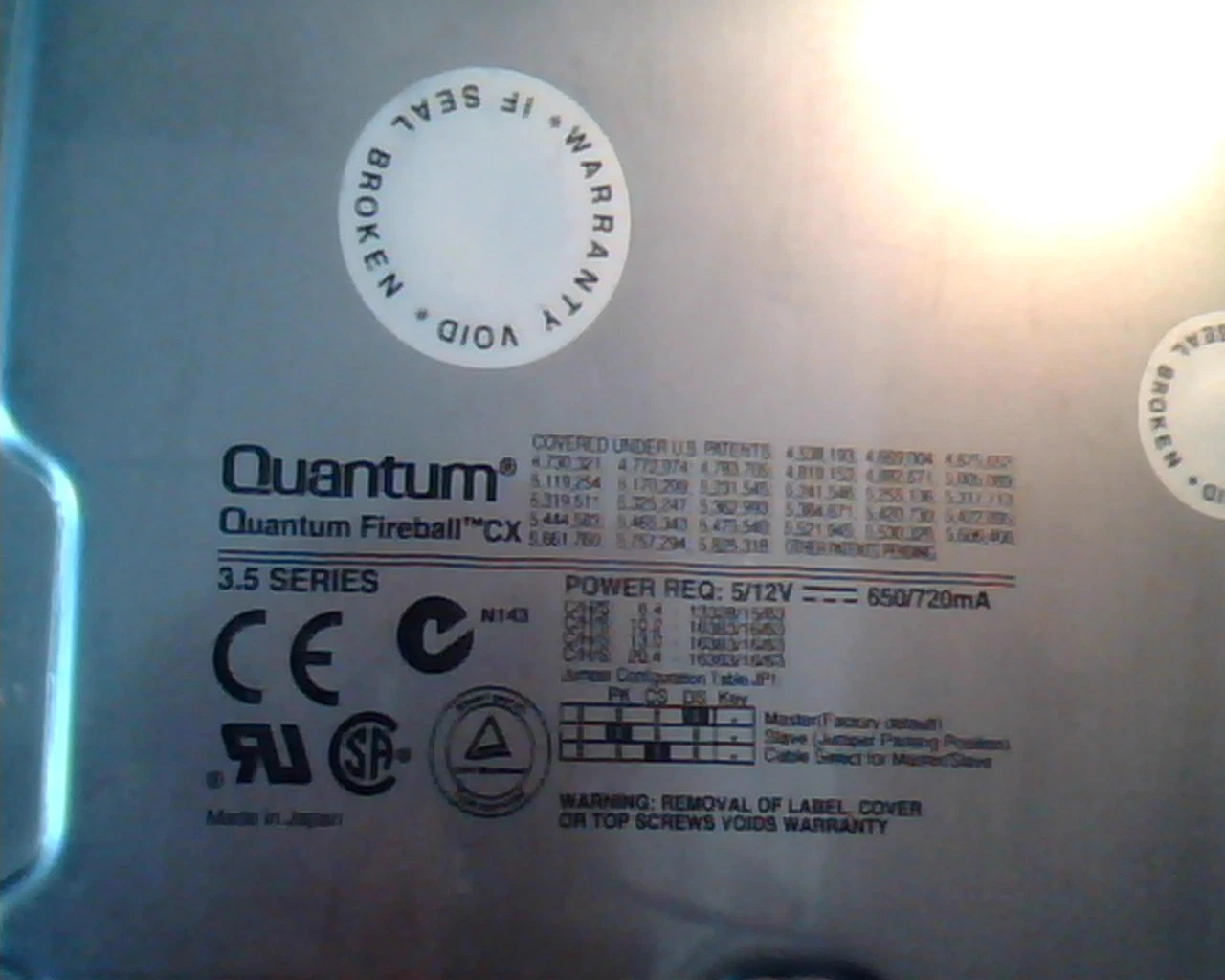 Hard Disk Drive IDE Quantum Fireball CX CX13A013 02-B 13.0AT ACXF 0B00