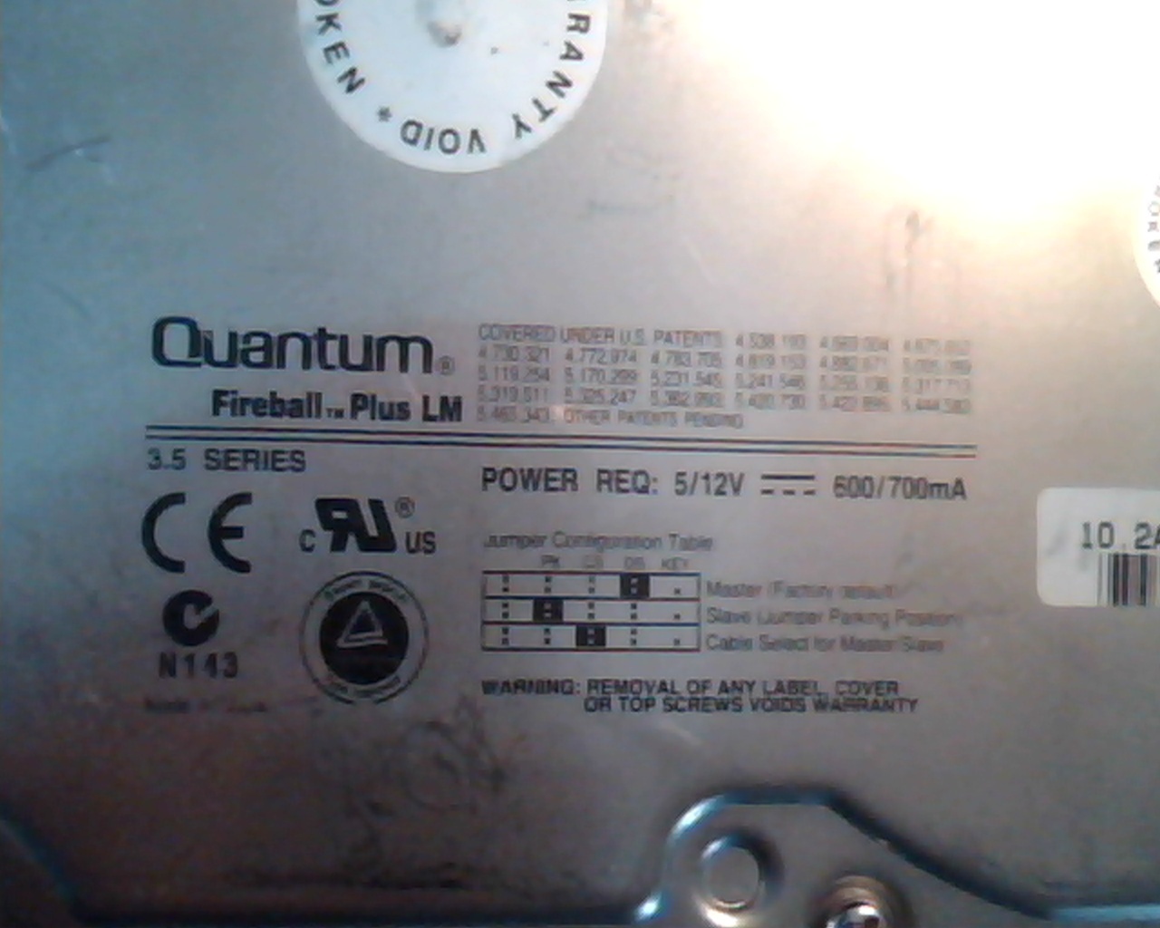 Hard Disk Drive IDE Quantum Fireball Plus LM LM10A011 01-A 10.2AT ALM50750 - image 2