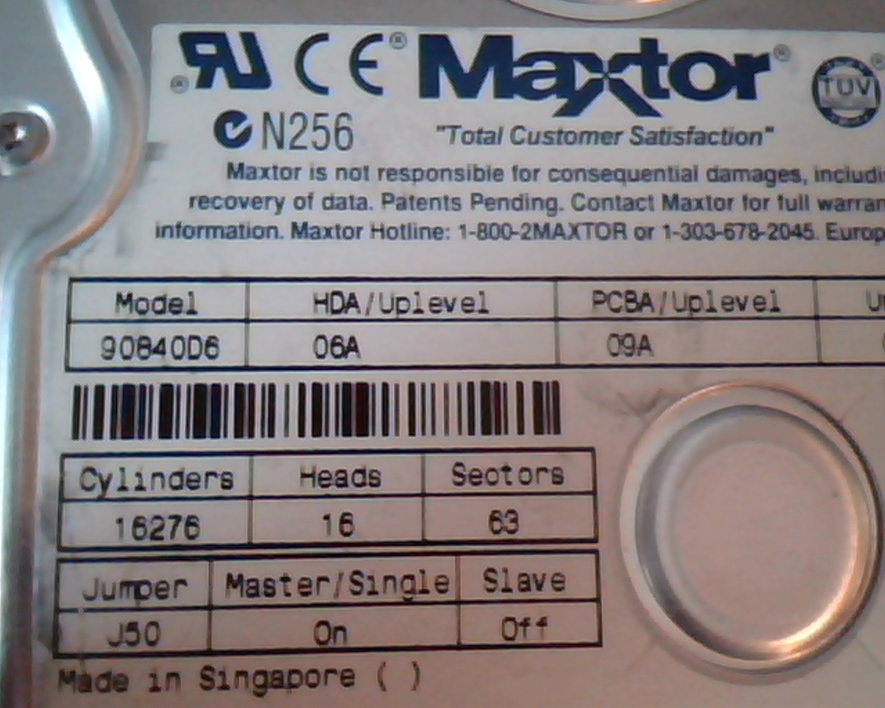 Hard Disk Drive IDE Maxtor 90840D6 06A 09A 05A CK06A K60BDAMA