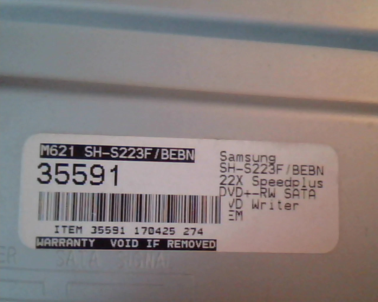 DVD Writer Samsung SH-S223 SH-S223F BEBN Speedplus SATS 35591 SB01 D33475 - image 2