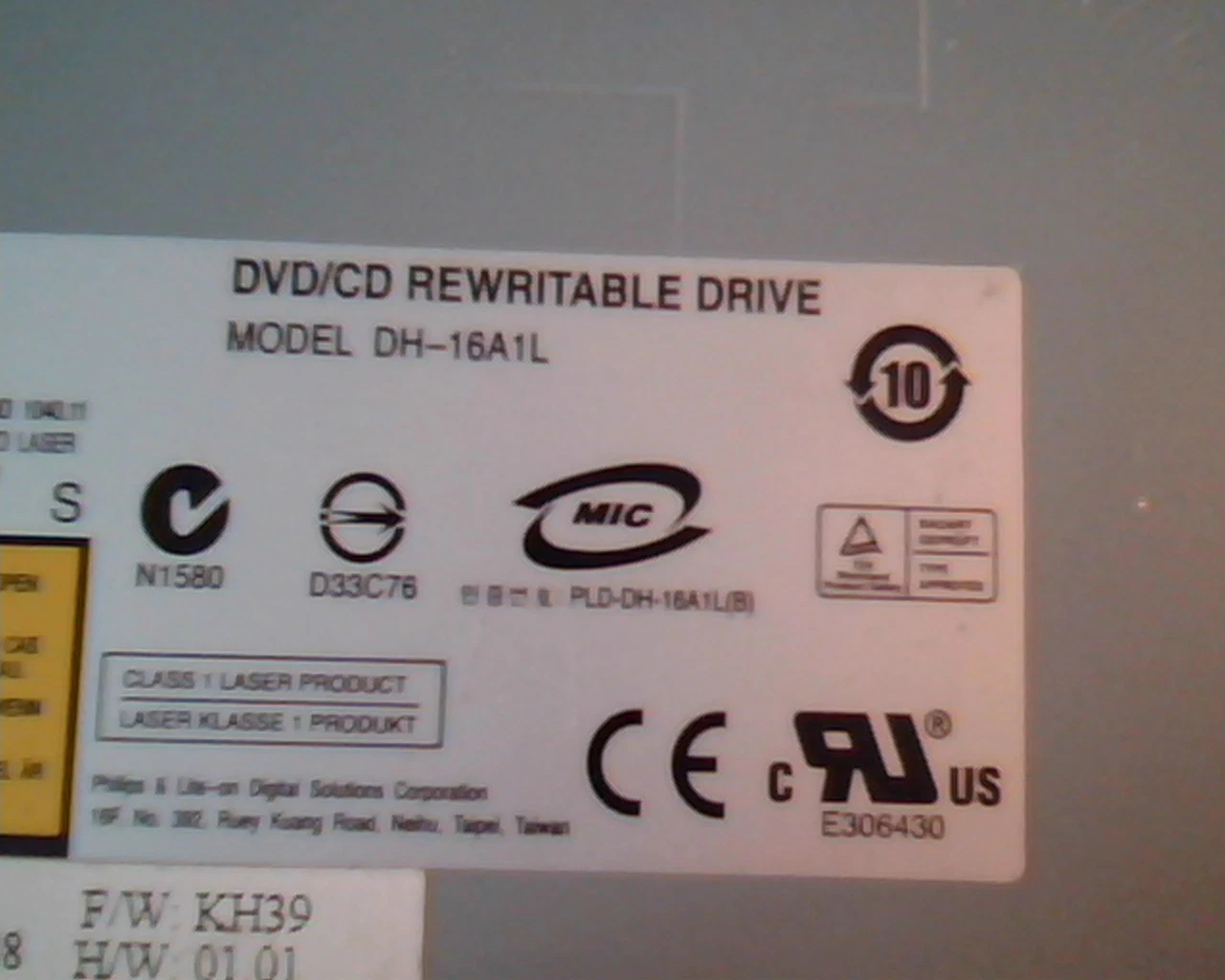 HP DVD/CD Rewritable Drive DH-16A1L DH-16A1L-CT2 KH39 410125-501 lightscribe - image 3