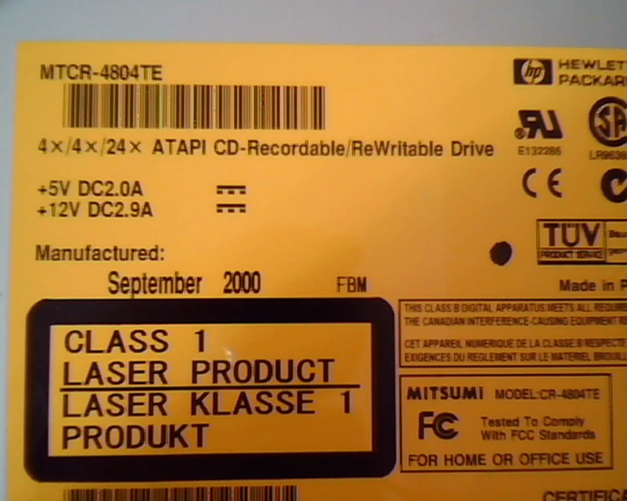 hp Hewlett Packard MTCR-4804TE 4x4x24 ATAPI CD-Recordable Rewritable CR-4804TE