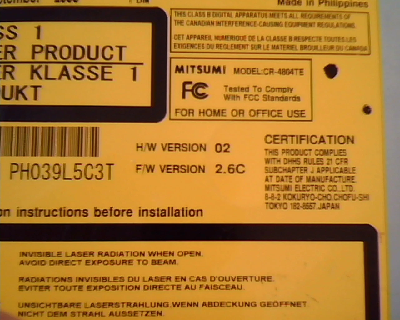 hp Hewlett Packard MTCR-4804TE 4x4x24 ATAPI CD-Recordable Rewritable CR-4804TE - image 3