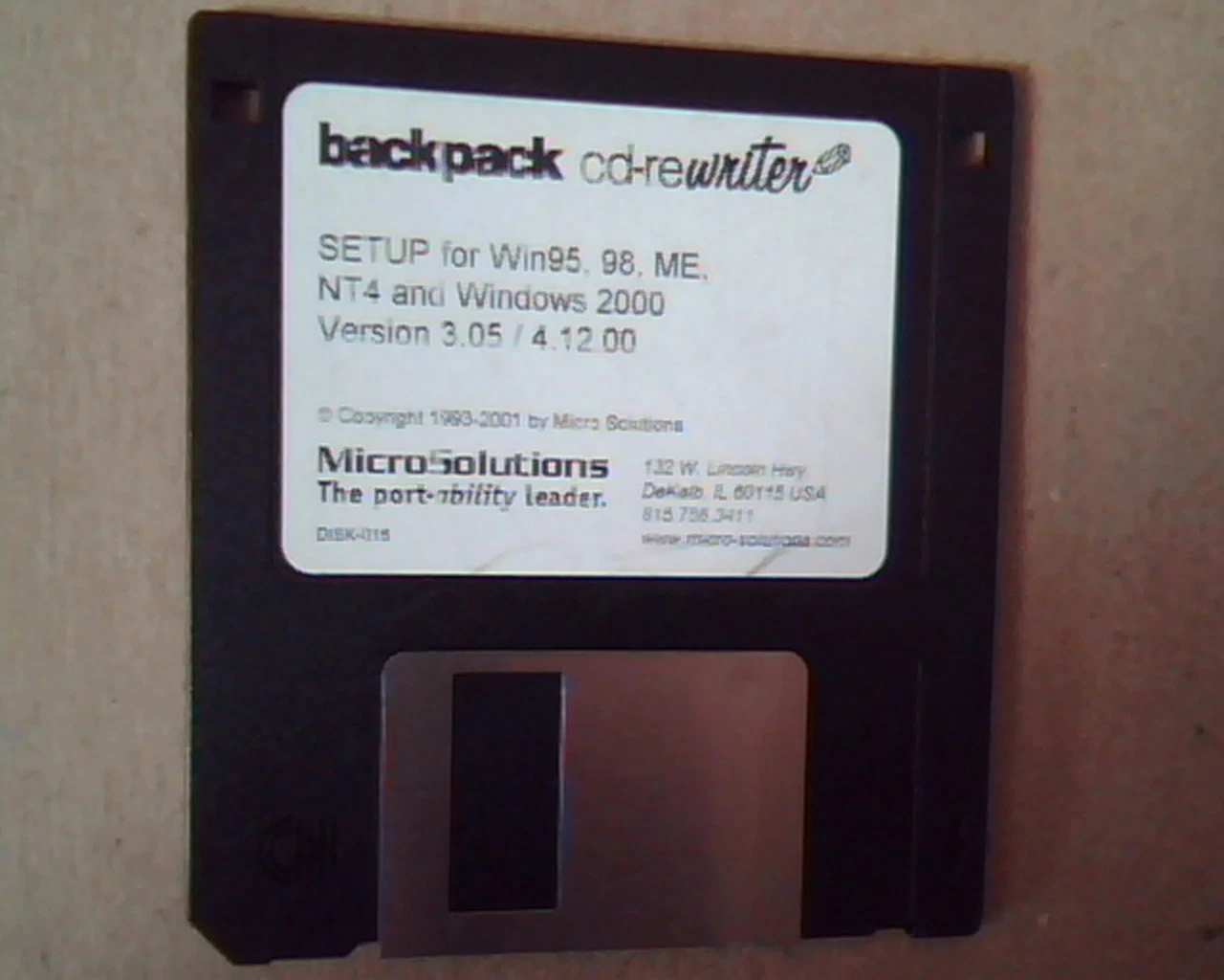 backpack cd-rewriter: Setup for Win 95, 98, ME, NT4, 2000: Version 3.05/ 4.12.00