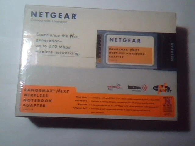 Netgear WN511B-100NAS RangeMAX Next Wireless Nootbook Adapter 2.4GHz PCMCIIA NEW