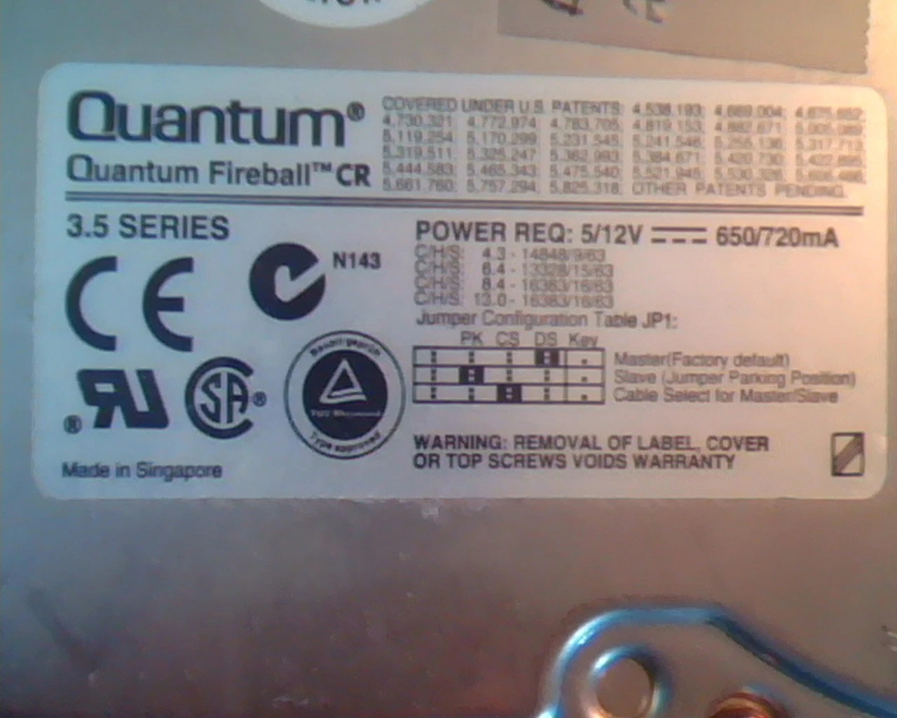 Hard Drive IDE Quantum Fireball CR CR43A013 4.3AT 01-A ACRU1000 HDD